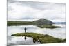 Man Fishing at Thingvallavatn Lake, Thingvellir (Pingvellir) National Park, Golden Circle, Iceland-Yadid Levy-Mounted Photographic Print