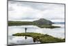 Man Fishing at Thingvallavatn Lake, Thingvellir (Pingvellir) National Park, Golden Circle, Iceland-Yadid Levy-Mounted Photographic Print