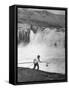Man Fishing For Salmon in the Columbia River-Peter Stackpole-Framed Stretched Canvas