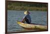 Man fishing from boat on Thu Bon River, Hoi An, Vietnam-David Wall-Framed Photographic Print