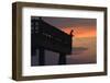 Man fishing from the Tybee Pier at sunrise, Tybee Island, Georgia, USA-Joanne Wells-Framed Photographic Print