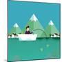 Man Fishing in Boat with Mountain Scenery Behind-Bakhtiar Zein-Mounted Art Print