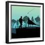 Man Fishing on Lake from Boat Landscape for Poster-Kristaps Eberlins-Framed Art Print