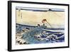 Man Fishing with Mount Fuji in the Background, Japanese Wood-Cut Print-Lantern Press-Framed Art Print