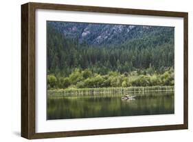 Man Fly-Fishes Out Of His Kayak On Fish Lake Outside Of Conconully, Washington-Hannah Dewey-Framed Photographic Print