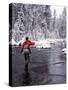 Man Fly Fishing in Fall River, Oregon, USA-Janell Davidson-Stretched Canvas