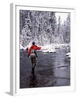 Man Fly Fishing in Fall River, Oregon, USA-Janell Davidson-Framed Premium Photographic Print