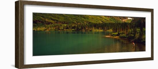 Man Fly Fishing on the Bullhead Lake, Swiftcurrent Valley, Us Glacier National Park, Montana, USA-null-Framed Photographic Print