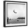 Man Flying Off a Trampoline at Santa Monica Beach-Loomis Dean-Framed Premium Photographic Print