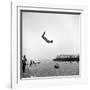 Man Flying Off a Trampoline at Santa Monica Beach-Loomis Dean-Framed Photographic Print