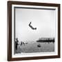 Man Flying Off a Trampoline at Santa Monica Beach-Loomis Dean-Framed Photographic Print