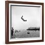 Man Flying Off a Trampoline at Santa Monica Beach-Loomis Dean-Framed Photographic Print