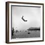 Man Flying Off a Trampoline at Santa Monica Beach-Loomis Dean-Framed Photographic Print