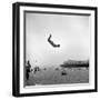 Man Flying Off a Trampoline at Santa Monica Beach-Loomis Dean-Framed Photographic Print