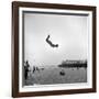 Man Flying Off a Trampoline at Santa Monica Beach-Loomis Dean-Framed Photographic Print