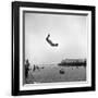 Man Flying Off a Trampoline at Santa Monica Beach-Loomis Dean-Framed Photographic Print