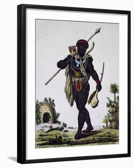 Man from Namaquas Tribe, Africa, Engraving from Encyclopedia of Voyages, 1795-Jacques Grasset de Saint-Sauveur-Framed Giclee Print