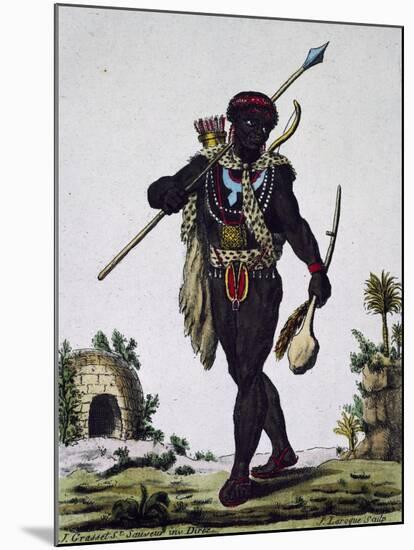 Man from Namaquas Tribe, Africa, Engraving from Encyclopedia of Voyages, 1795-Jacques Grasset de Saint-Sauveur-Mounted Giclee Print