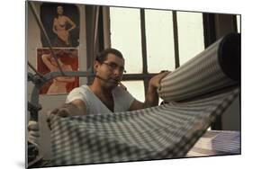 Man Gathers Fabric at the Cindy Collins Inc Sportswear Company, New York, New York, 1960-Walter Sanders-Mounted Photographic Print