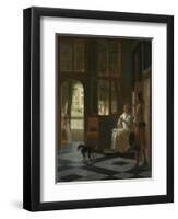 Man Handing a Letter to a Woman-Pieter de Hooch-Framed Art Print