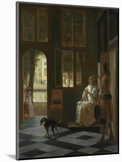 Man Handing a Letter to a Woman-Pieter de Hooch-Mounted Art Print