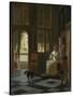 Man Handing a Letter to a Woman-Pieter de Hooch-Stretched Canvas