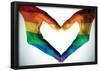 Man Hands Painted As The Rainbow Flag Forming A Heart, Symbolizing Gay Love-null-Framed Poster