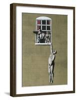 Man Hanging out of Window-Banksy-Framed Giclee Print