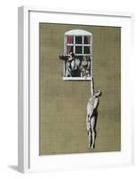 Man Hanging out of Window-Banksy-Framed Giclee Print