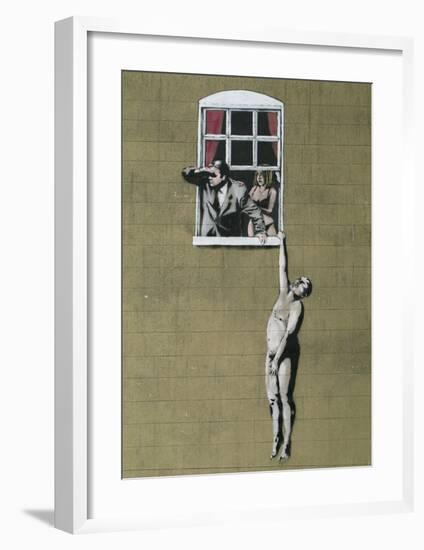 Man Hanging out of Window-Banksy-Framed Giclee Print