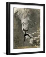 Man Hangs Onto Eye at Mount Rushmore-null-Framed Photographic Print