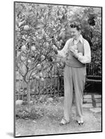 Man Harvesting Oranges from His Tree-null-Mounted Photo