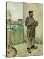 Man Having Just Painted His Fence-Jean Francois Raffaelli-Stretched Canvas