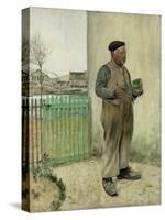 Man Having Just Painted His Fence-Jean Francois Raffaelli-Stretched Canvas