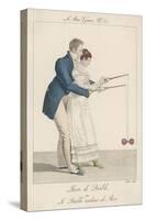 Man Helps a Lady to Start off the Diabolo on the String-Gatine-Stretched Canvas