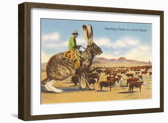 Man Herding Cattle from Giant Jack Rabbit-null-Framed Art Print