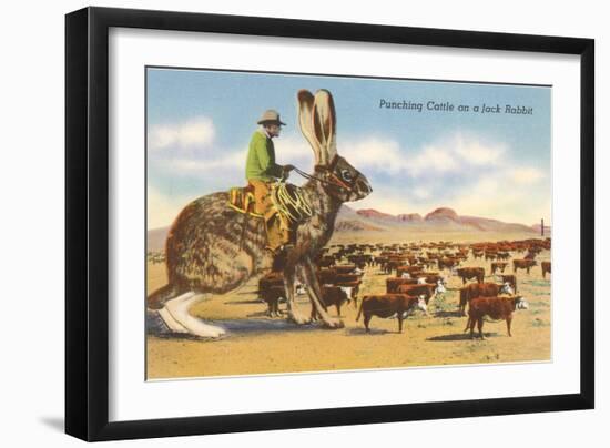 Man Herding Cattle from Giant Jack Rabbit-null-Framed Art Print