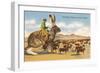 Man Herding Cattle from Giant Jack Rabbit-null-Framed Art Print