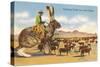 Man Herding Cattle from Giant Jack Rabbit-null-Stretched Canvas