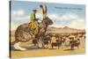 Man Herding Cattle from Giant Jack Rabbit-null-Stretched Canvas