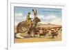 Man Herding Cattle from Giant Jack Rabbit-null-Framed Premium Giclee Print