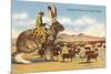 Man Herding Cattle from Giant Jack Rabbit-null-Mounted Premium Giclee Print