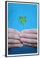 Man Holding Four-Leaf Clover-Joe Petersburger-Framed Premium Photographic Print