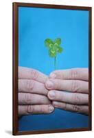 Man Holding Four-Leaf Clover-Joe Petersburger-Framed Photographic Print