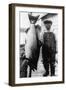 Man Holding Life Size King Salmon - Alaska-Lantern Press-Framed Art Print