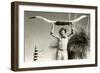 Man Holding Longhorns-null-Framed Art Print