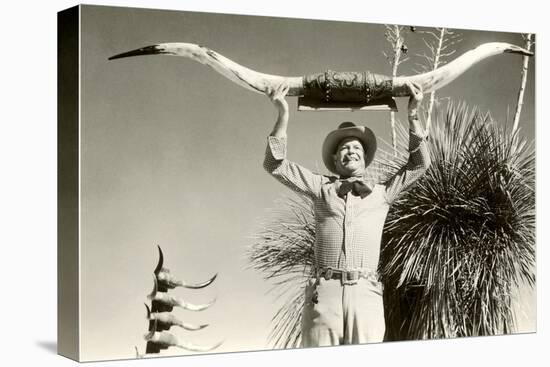 Man Holding Longhorns-null-Stretched Canvas