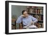 Man Holding Newspaper While Thinking-William P. Gottlieb-Framed Photographic Print