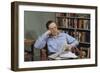 Man Holding Newspaper While Thinking-William P. Gottlieb-Framed Photographic Print