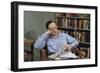 Man Holding Newspaper While Thinking-William P. Gottlieb-Framed Photographic Print